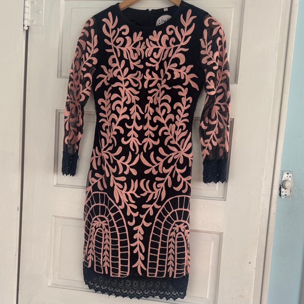 Almatrichi Spain Embroidered Elegant Black Cotton Dress - European size 38